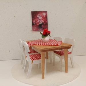 Lundby original wooden dining set with tiny accessories inclusive.