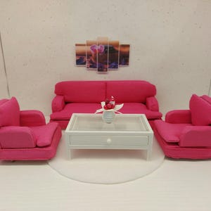 Lundby original living room set  / sofa set with tiny accessories inclusive
