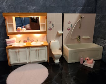 Juego de baño completo original Lundby con pequeños accesorios incluidos. -   México