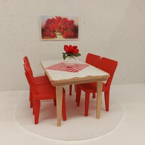 Lundby wooden dining set with tiny accessories inclusive.