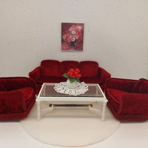 Lundby original sofa set, living room set with tiny accessories inclusive