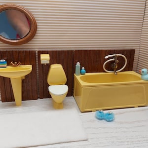 Lundby complete original bathroom set from 70s