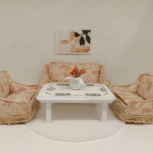 Lundby original living room set  / sofa set with tiny accessories inclusive
