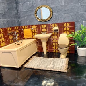 Lundby original complete bathroom set with tiny accessories inclusive.