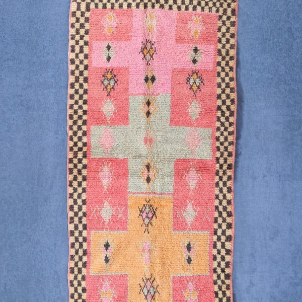 Custom Pink Moroccan rug made from natural material - Handmade Berber carpet made from geometric design - Custom Handmade Berber carpet