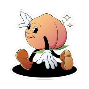 Retro Cartoon Playful Peach Kiss-Cut Stickers, Cute Decals for Laptops, Water Bottles, Party Favors, Kids' Gifts, Fun Decor