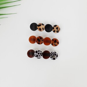 Leopard Floral Leaf Hair Barrette (2.6 Inch) / Tortoise Shell French Hair Pin / Hair Accessory for Woman / Automatic Hair Clip