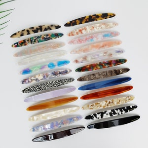 Cellulose Long Oval Hair Barrette (4.3 Inch) / Tortoise Marble French Hair Pin / Hair Accessory for Woman / Automatic Hair Clip