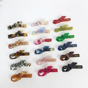 Cute Mini Ribbon Hair Claw Clip (1.8 Inch) / Tortoise Shell French Hair Pin / Hair Accessory for Woman