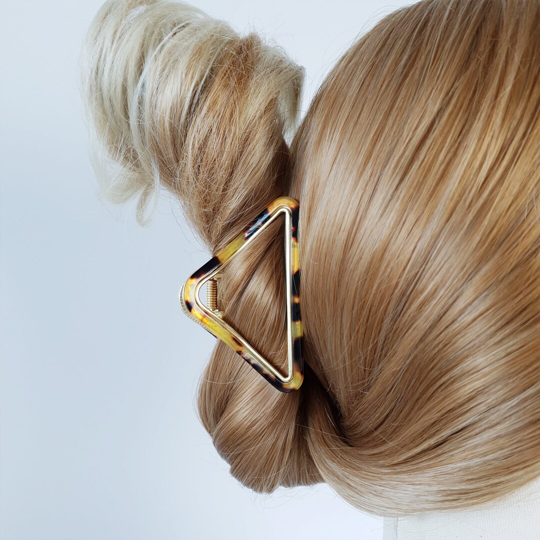 Tortoise Shell Big Triangle Metal Hair Clip / Luxurious Etsy
