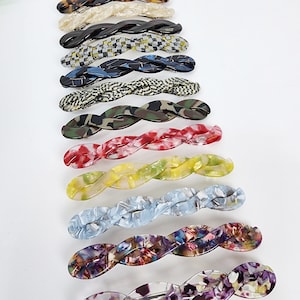 Leopard Long Twist Slim Hair Barrette (4.3 Inch) / Luxurious Tortoise Shell French Hair Pin / Automatic Hair Clip