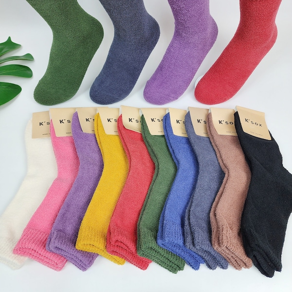 Microfiber Plain Knitted Warm Socks / Thick Warm Cozy Sock for Men and Women / Pregnant Mom Gift / Sleeping Socks