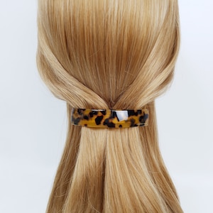 Leopard Curve Square Hair Barrette (3.7 Inch) / Tortoise Shell French Hair Pin / Hair Accessory for Woman / Automatic Hair Clip