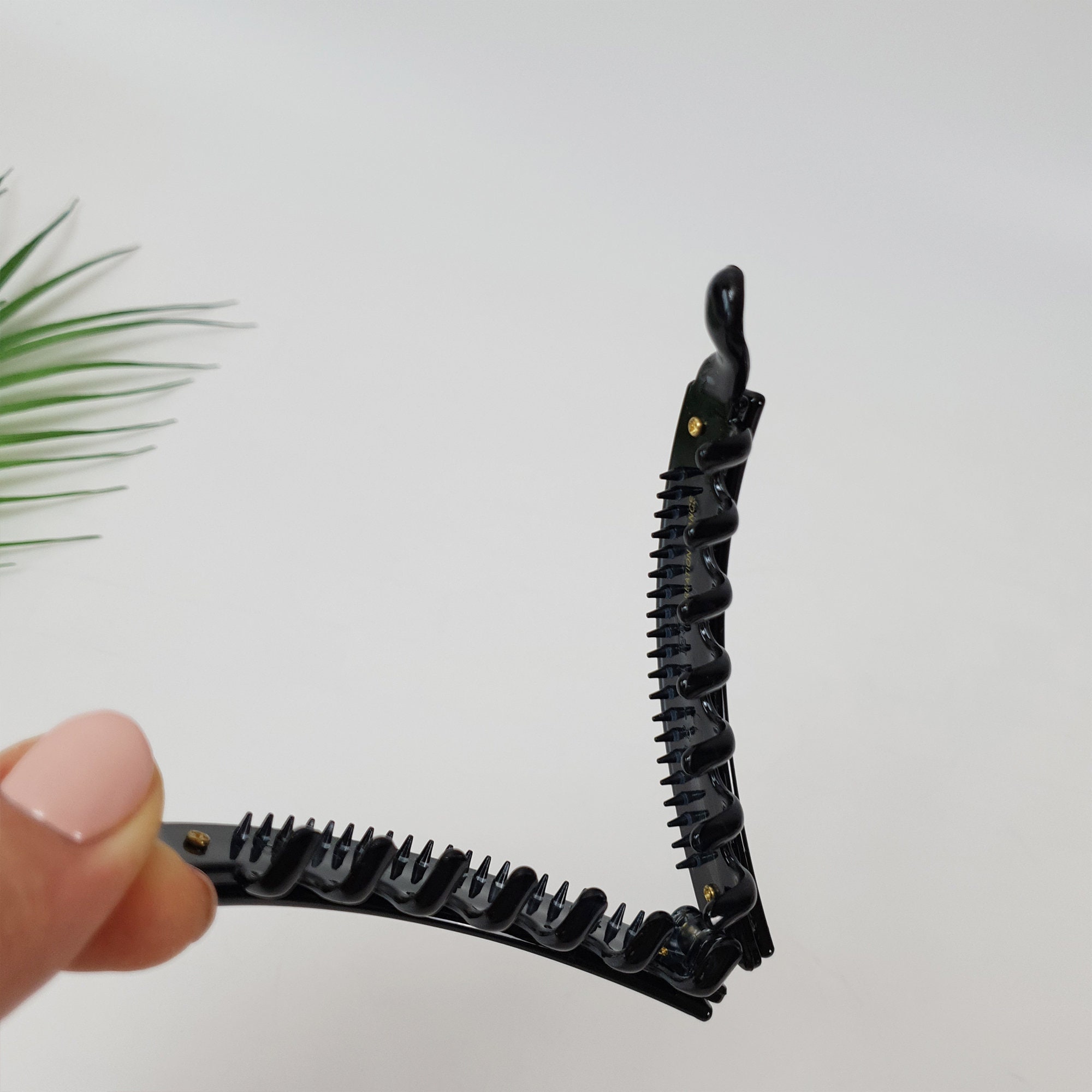 Black Cubic Stone Banana Claw Clip / Luxurious French Etsy