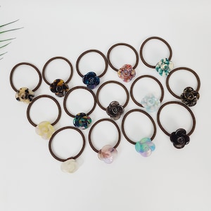 ヒョウ柄マーブルフラワーヘアタイ / べっ甲柄ポニーテールホルダー / 女性用ヘアアクセサリー / フレンチヘアピン