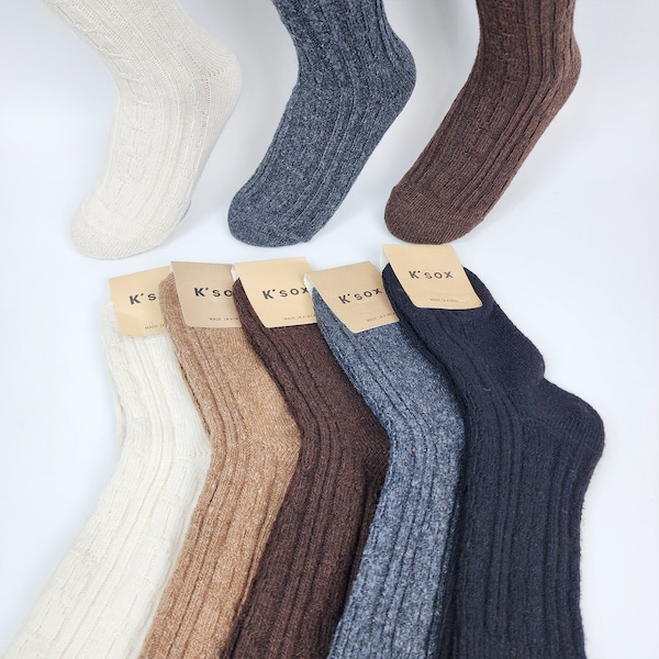 Winter Wool Twisted Golgi Knit Socks / Thick Warm Cozy Sock for Men and Women / Korean Fashion