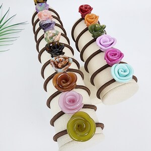 Pure Color Rose Blossom Hair Tie / Simple Tortoise Shell Ponytail Holder / Hair Accessory for Woman / French Hair Tie