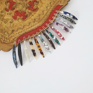 Tortoise Shell Mini Slim Oval Bobby Pin / Vintage French Hair Pin / Bow Barrette for Woman