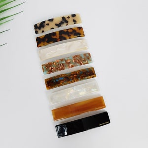 Leopard Long Square Hair Barrette (3.5 Inch) / Tortoise Shell French Hair Pin / Hair Accessory for Woman / Automatic Hair Clip
