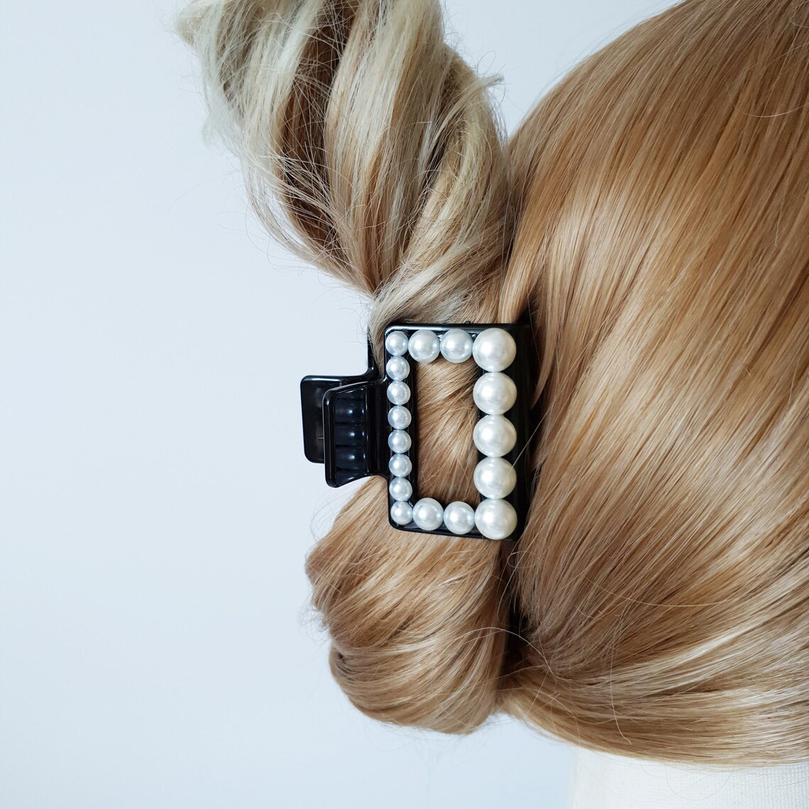 White Pearl Square Hair Clip / Cute Hair Claw / Hair Accessory Etsy