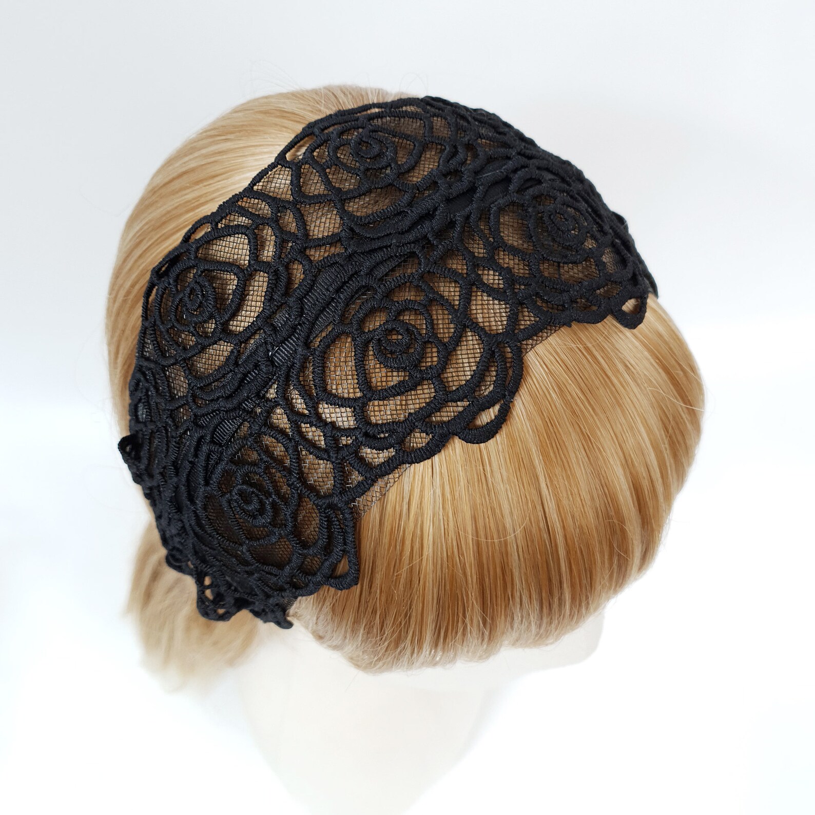 Hand Made Embroidery Lace Rose Flower Wide Headband / Etsy