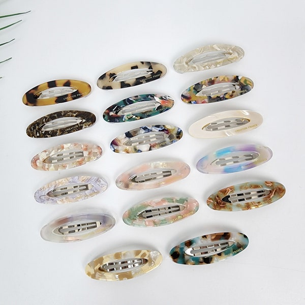 Tortoise Shell Mini Oval Snap Clip (2.2 Inch) / French Leopard Hairgrip Barrette / French Hair Pin / Tic Tac Hair Clip Pin