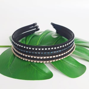 Black Metal Chain Headband / Thin Cubic Crystal Headband / Hair Accessories for Woman
