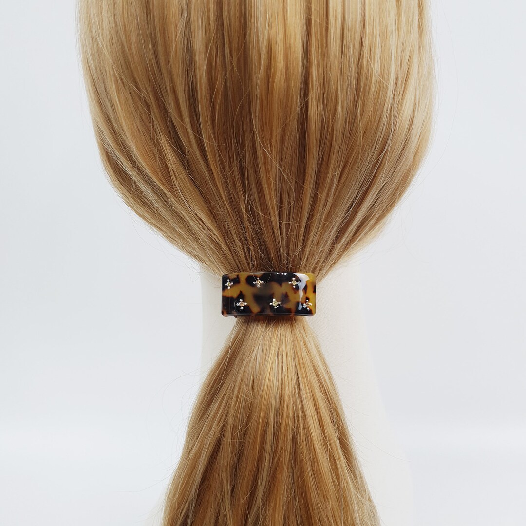 Leopard Cubic Square Hair Tie / Tortoise Shell Cute Point Ponytail ...