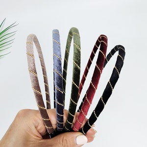 Simple Velvet Gold Chain Thin Headband / Simple Line Headband / Hair Bandana for Woman / Korean Fashion