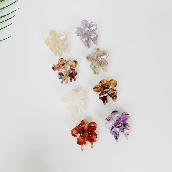 Cellulose Lovely Flower Hair Clip (1.2 Inch) / Cute Mini Hair Claw Clip / Hair Accessory for Woman / Floral Hair Clip for Girls