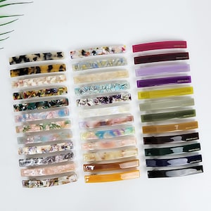 Simple Line Leopard Hair Barrette (3.1 Inch) / Tortoise Marble French Hair Pin / Hair Accessory for Woman / Automatic Hair Clip