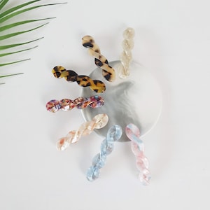 Leopard Candy Twist Hair Barrette / Tortoise Marble French Hair Pin / Hair Accessory for Woman / Automatic Hair Clip