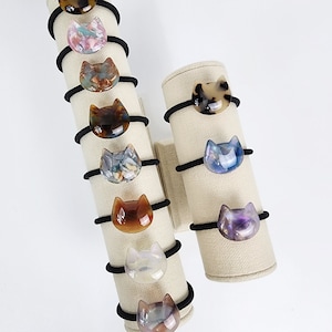 シンプルなカーブした猫のヘアタイ（1.1インチ）/シンプルなべっ甲のポニーテールホルダー/女性用ヘアアクセサリー/フレンチヘアタイ