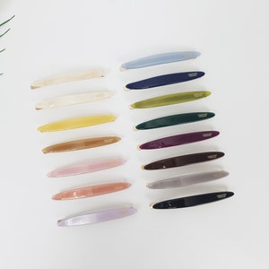 純色楕円形ロングボビーピン（2.6インチ）/シンプルなフレンチヘアピン/女性用ヘアアクセサリー/細い髪用スナップクリップ