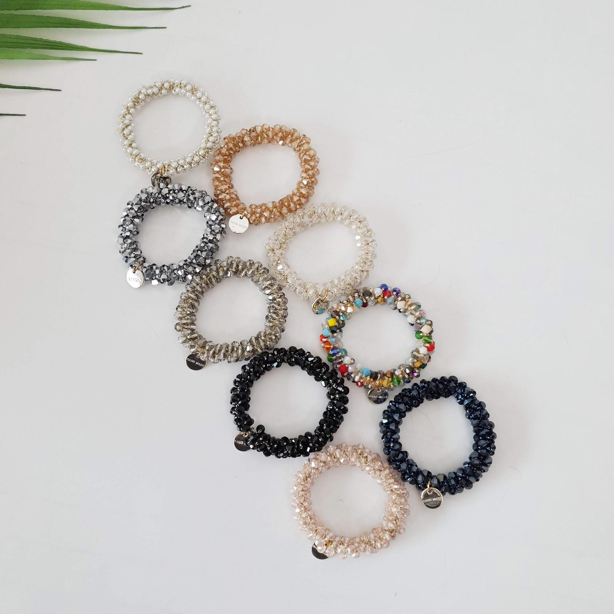 Crystal Avenue Haargummi Mit Perlen & Strass – Elastisch, Silberfarben, Schonend Für Alle Haartypen