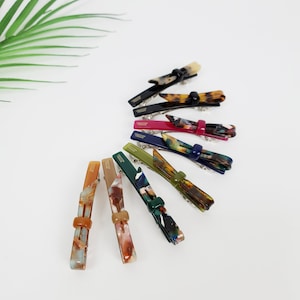 Leopard Art Mini Ribbon Hair Barrette (2.8 Inch) / Tortoise Shell French Hair Pin / Hair Accessory for Woman / Automatic Hair Clip