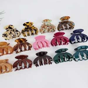 Leopard Little Pumpkin Hair Claw Clip (2.4 Inch) / Tortoise Shell Medium Size Ponytail Holder / Hair Barrette for Woman