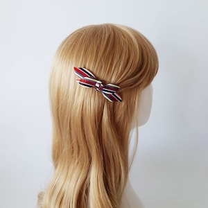 Leopard Double Wave Ribbon Hair Barrette / Tortoise Marble French Hair Pin / Hair Accessory for Woman / Automatic Hair Clip