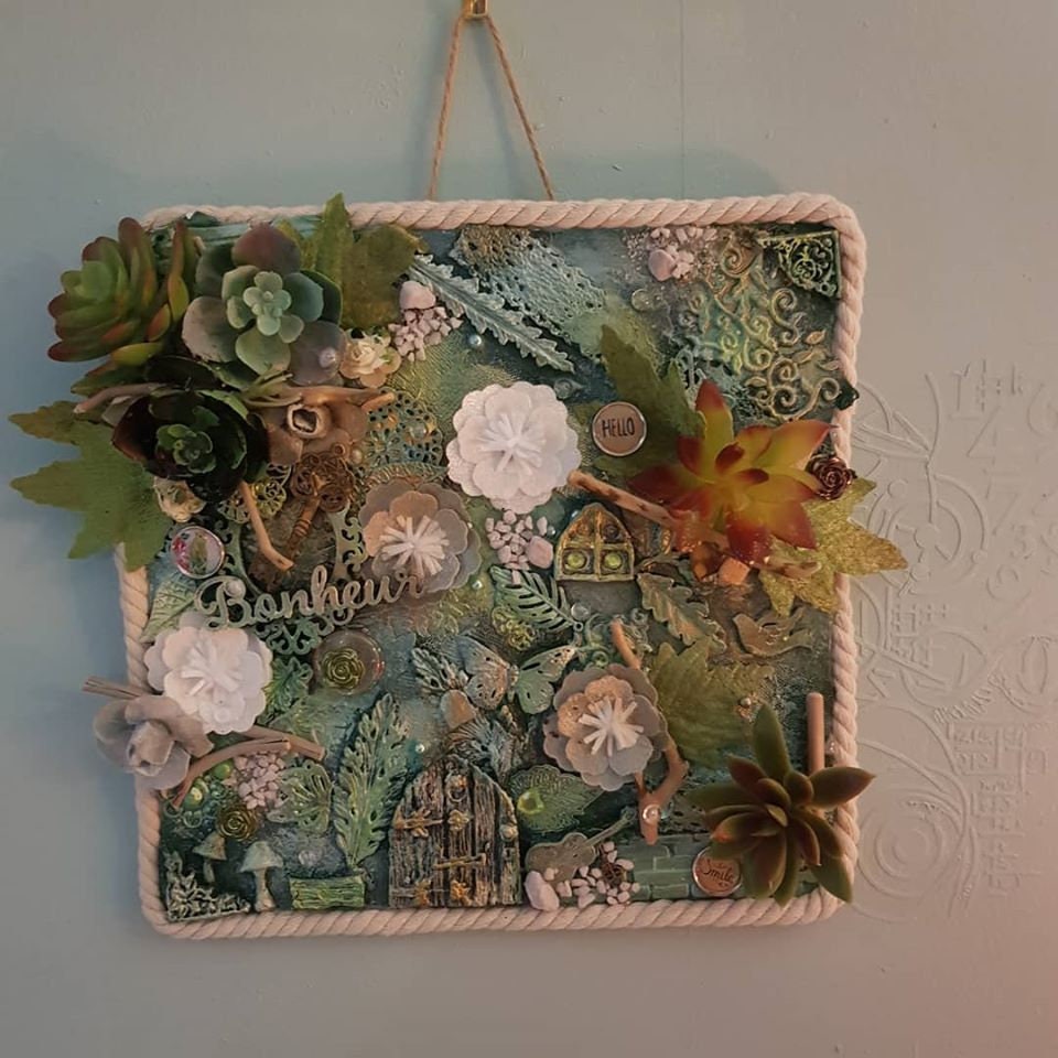 Nature Féerique avec Plantes/ Tableau Mixe Media