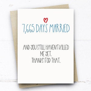Divertente carta del 21 ° anniversario, 7665 giorni sposati carta sposata divertente anniversario card marito moglie lui la sua 21 anni card divertente biglietto anniversario di matrimonio