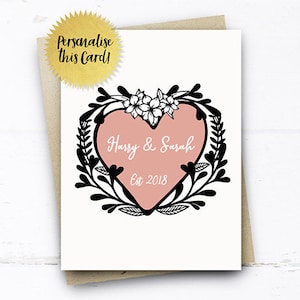Cartão de aniversário personalizado, cartão de aniversário de casamento personalizado para marido, esposa, seus pais, casal, cartão de coração floral