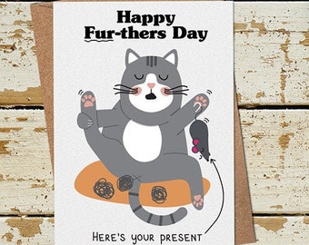 Divertida tarjeta del Día del Padre de The Cat, Tarjeta del Día del Padre de Son Daughter, Cat Dad Fathers Day Card, Papá de Gatos, Pussycat Card, Cat Lover