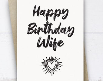 Happy Birthday Wife Card, Verjaardagskaart Vrouw, Eerste Verjaardag als Vrouw Card
