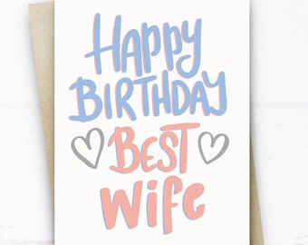 Happy Birthday Best Wife Card, Cute Birthday Card for Wife, Wife Birthday Card