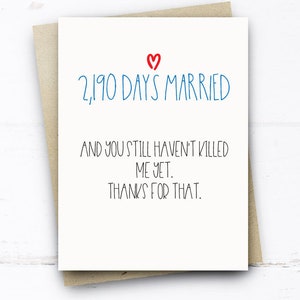 Funny 6th Anniversary Card, 2190 Days Married Card, Funny Anniversary Card husband wife él su 6 Years Card Funny Wedding Anniversary Card