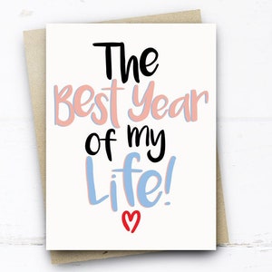 1o año aniversario tarjeta, 1a tarjeta de aniversario de boda, mejor año de mi vida, 1 año aniversario tarjeta marido esposa novio novio