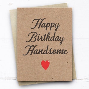 Happy Birthday Handsome Karte, Geburtstagskarte für Ihn Freund Ehemann Sohn, Vintage Style Süße Geburtstagskarte, 30. 40. 50. Geburtstagskarte
