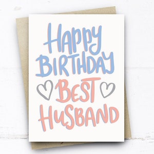 Joyeux anniversaire Meilleure carte de mari, carte d’anniversaire mignon pour le mari, carte d’anniversaire mari