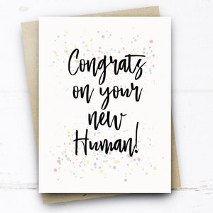 Félicitations pour votre nouveau humain, Drôle de nouvelle carte de bébé, Carte de naissance, Baby Boy Card, Baby Girl Card, Baby Shower Card