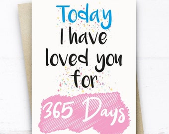 Loved You for 365 Days, 1st Anniversary Card, 365 Days Married Card, Anniversary Card husband wife him her One Year Card, 1 Year Card